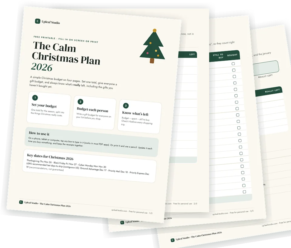 Pages of The Calm Christmas Plan 2026 printable