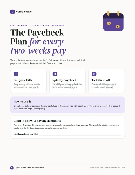 How it works page of The Paycheck Plan