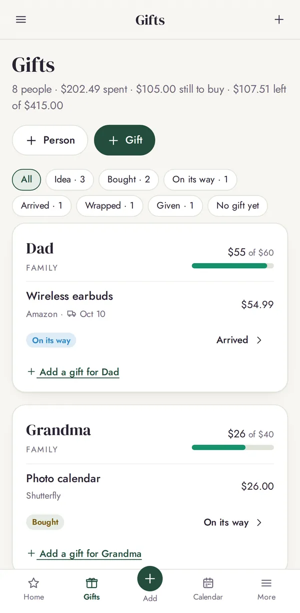 Gifts on iPhone